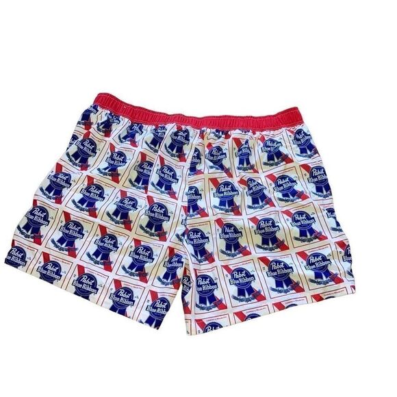 Pabst Blue Ribbon Beer PBR Size 3X Logo Branded Men’s Lined Swim Trunks AOP - Picture 2 of 6